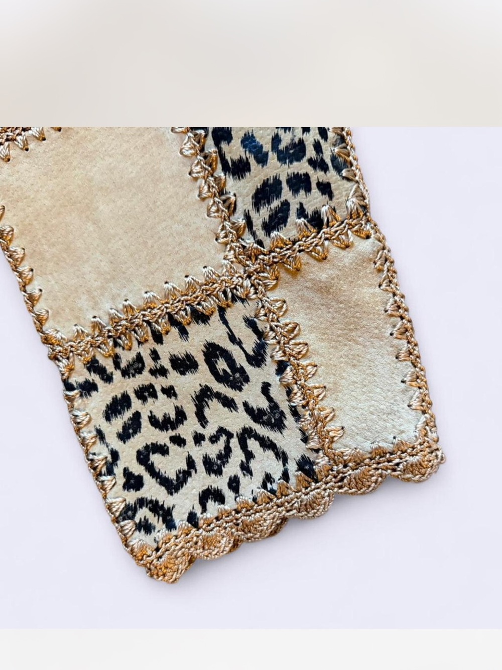 Y2K vintage cheetah leopard print leather patchwork women’s medium - Picture 6 of 7
